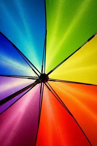 Rainbow umbrella canopy in high-count polyester pongee