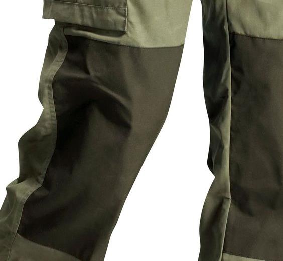 Olive outdoor trousers sewn from cotton-feel nylon taslan